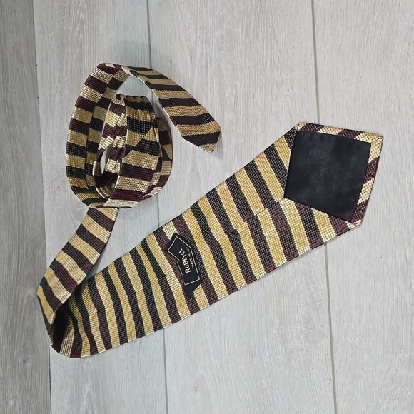 Rubinacci Striped Gold Multicolor Men's Tie Made In Italy - Picture 3 of 3